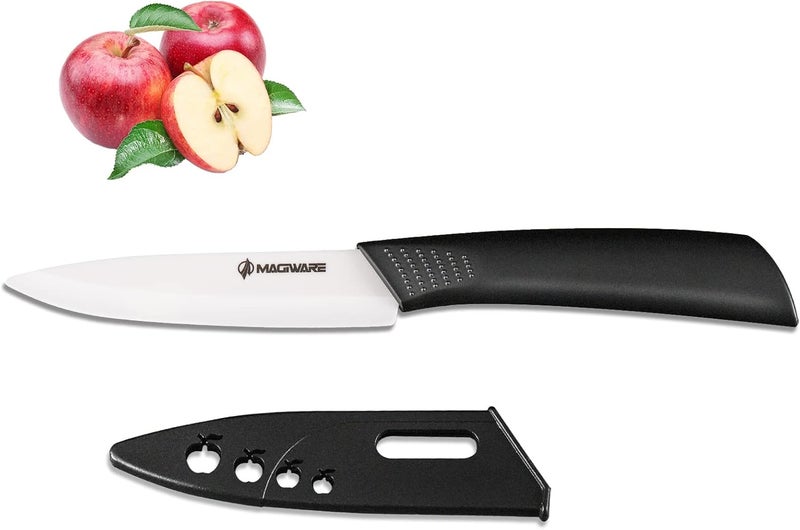Magiware Paring Knife, Classic 4 inch Ceramic Paring Knife with Sheath Cover, Fruit and Vegetable knife,Longer Sharp Rust Proof Stain Resistant - Image 1